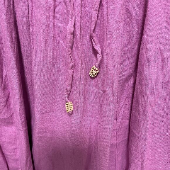 Free People Midi Dress Lush Life Linen Strapless Smocked Opera Mauve Size M New - Picture 6 of 11